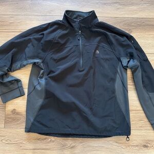 North Face Pullover Mens XL Long Sleeve Black Grey 1/4 Zip Pocket Fleece Casual
